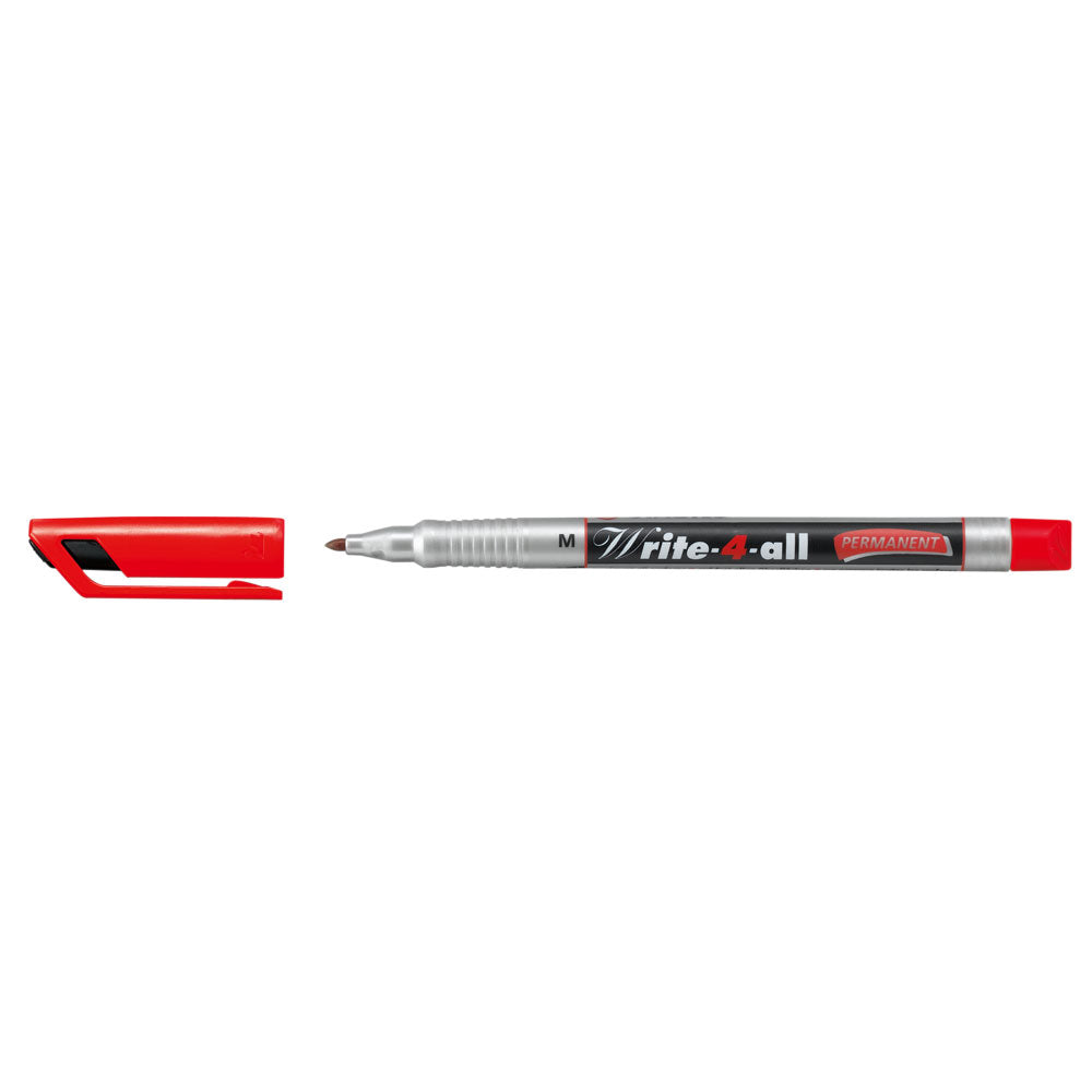 Marker permanent Stabilo Write-4-All, corp plastic, varf rotund, 1 mm, rosu Marker permanent Stabilo Write-4-All, corp plastic, varf rotund, 1 mm, rosu